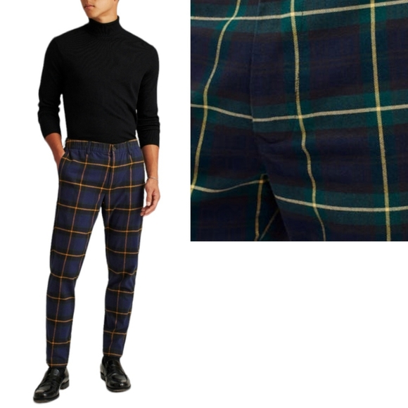 Bonobos Other - BONOBOS Plaid Golf Pants Trouser Straight Slim Leg Blue Green Yellow Men 30 X 26